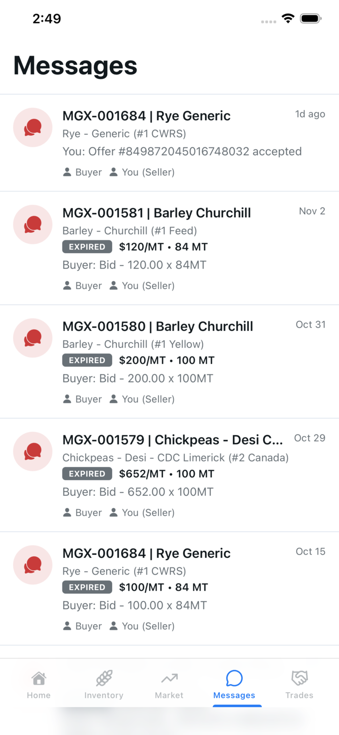 MGX Mobile App Communication Screen